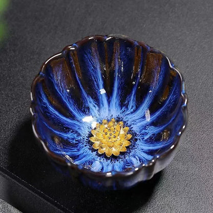 New Tianmu Jianzhan Lotus Cup Ceramic Tea Cup Chinese Tea Set Master Cup Handmade Inlaid Silver Teacup Kung Fu Tea Set Teaware