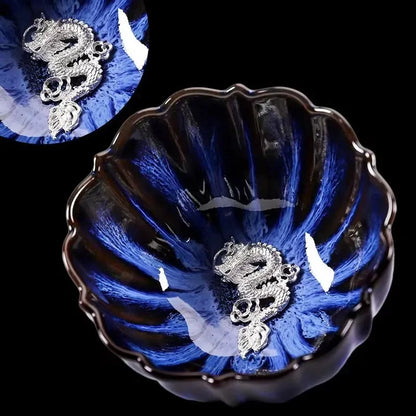 New Tianmu Jianzhan Lotus Cup Ceramic Tea Cup Chinese Tea Set Master Cup Handmade Inlaid Silver Teacup Kung Fu Tea Set Teaware