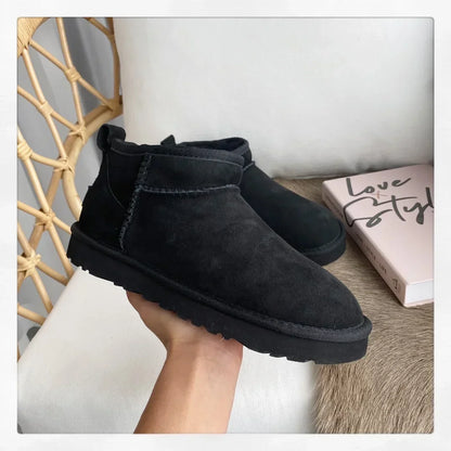 New Top Winter Warm Women's Ankle Flat Real Sheep Leather Natural Fur Casual Fashion Short Mini Snow Boot