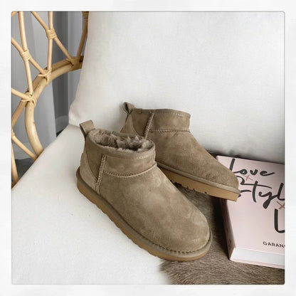 New Top Winter Warm Women's Ankle Flat Real Sheep Leather Natural Fur Casual Fashion Short Mini Snow Boot