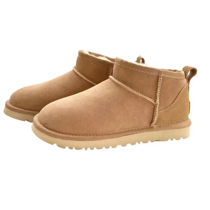 New Top Winter Warm Women's Ankle Flat Real Sheep Leather Natural Fur Casual Fashion Short Mini Snow Boot