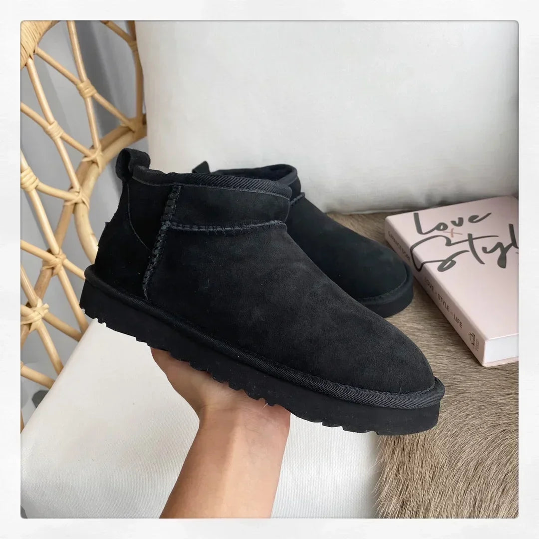 New Top Winter Warm Women's Ankle Flat Real Sheep Leather Natural Fur Casual Fashion Short Mini Snow Boot