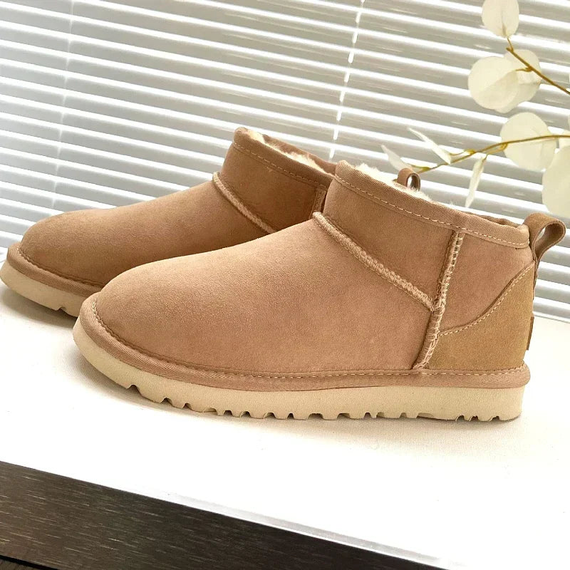 New Top Winter Warm Women's Ankle Flat Real Sheep Leather Natural Fur Casual Fashion Short Mini Snow Boot