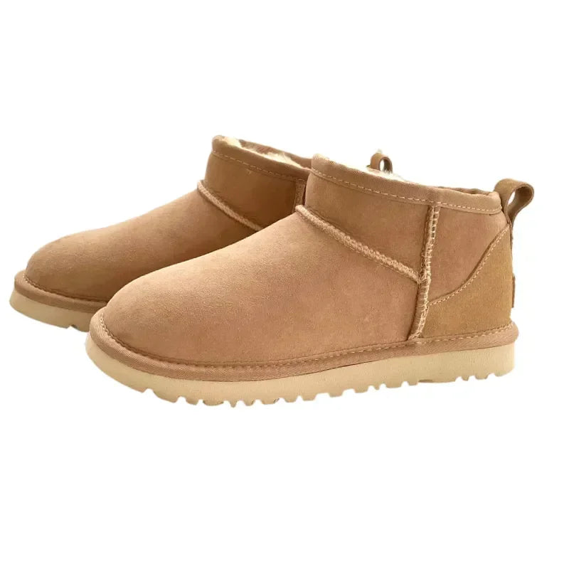 New Top Winter Warm Women's Ankle Flat Real Sheep Leather Natural Fur Casual Fashion Short Mini Snow Boot