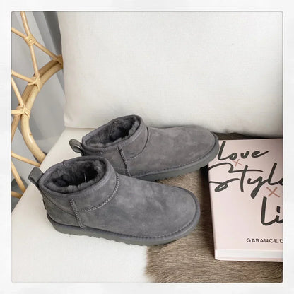 New Top Winter Warm Women's Ankle Flat Real Sheep Leather Natural Fur Casual Fashion Short Mini Snow Boot