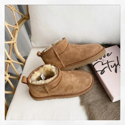 New Top Winter Warm Women's Ankle Flat Real Sheep Leather Natural Fur Casual Fashion Short Mini Snow Boot