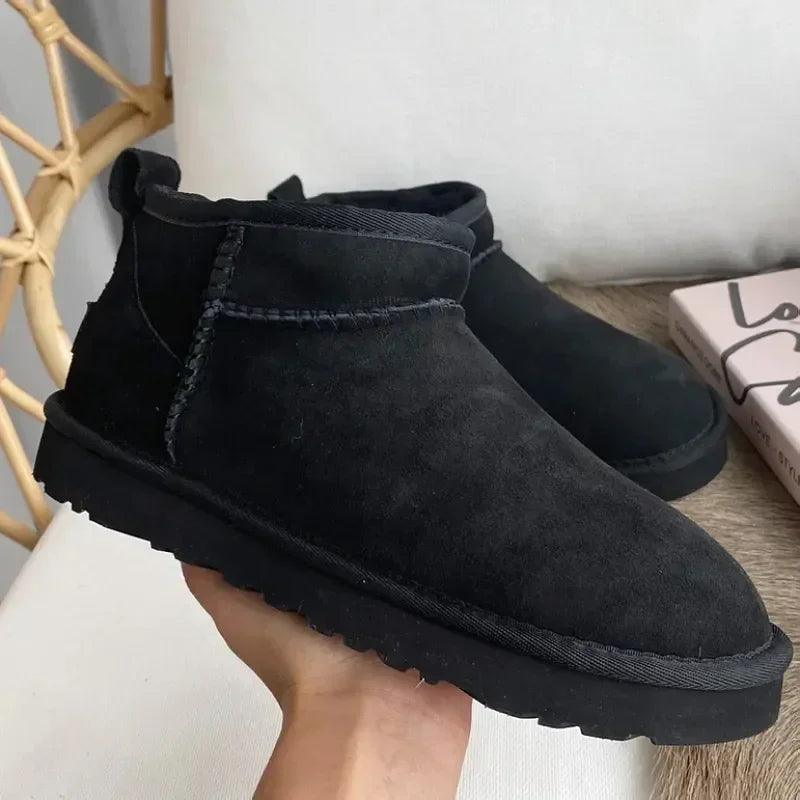 New Top Winter Warm Women's Ankle Flat Real Sheep Leather Natural Fur Casual Fashion Short Mini Snow Boot