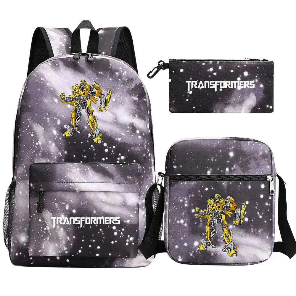 New Transformers 3Pcs Boy Girl Kids School Book Bags Travel Backpack Shoulder  Bag Pen Bags For Men Women