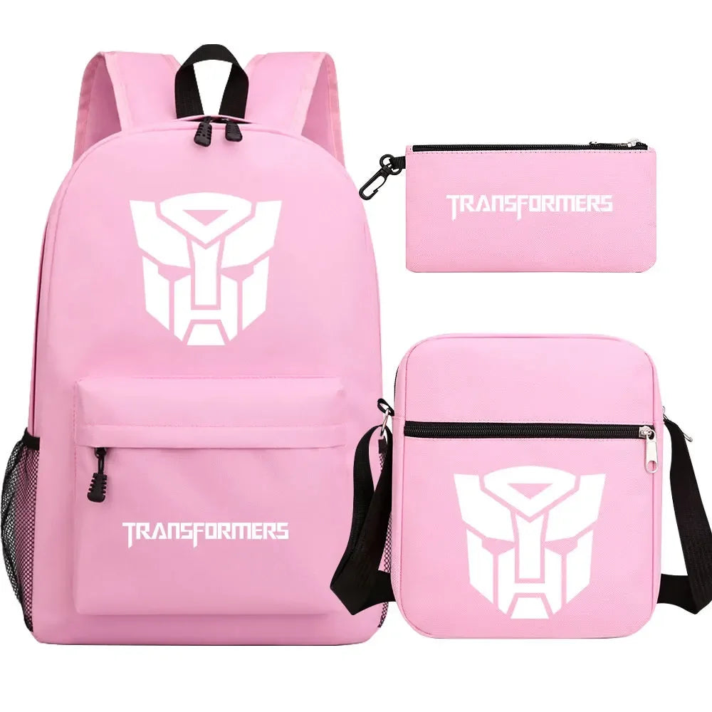 New Transformers 3Pcs Boy Girl Kids School Book Bags Travel Backpack Shoulder  Bag Pen Bags For Men Women