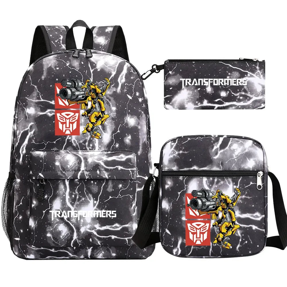 New Transformers 3Pcs Boy Girl Kids School Book Bags Travel Backpack Shoulder  Bag Pen Bags For Men Women
