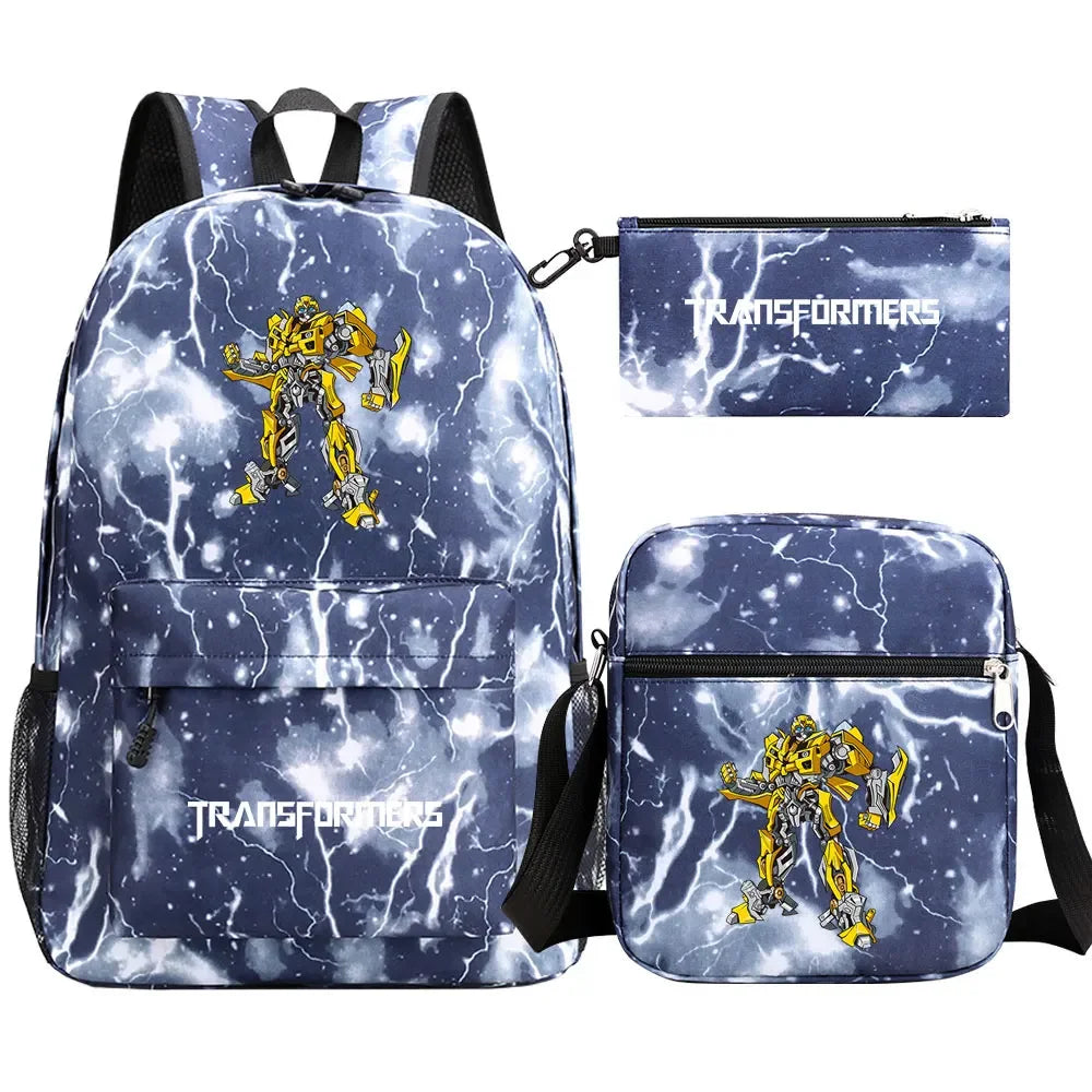 New Transformers 3Pcs Boy Girl Kids School Book Bags Travel Backpack Shoulder  Bag Pen Bags For Men Women