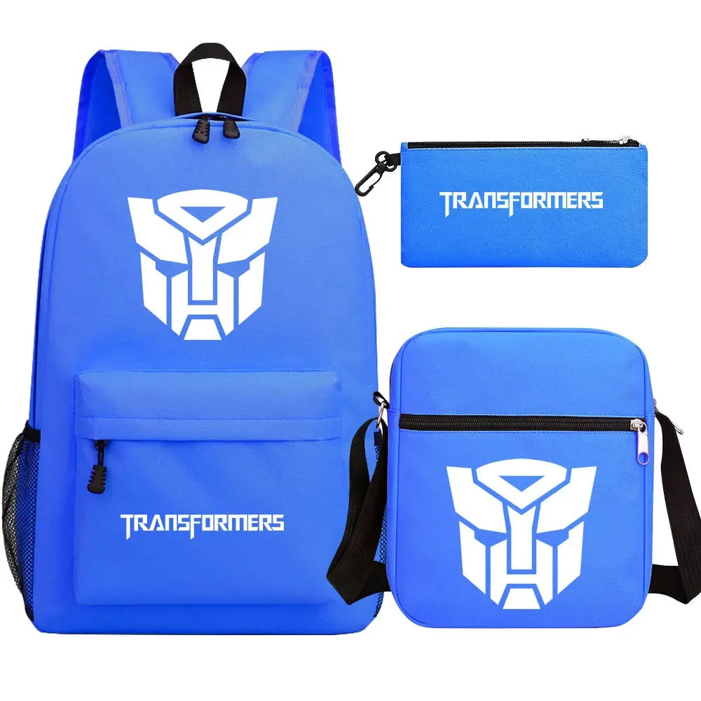 New Transformers 3Pcs Boy Girl Kids School Book Bags Travel Backpack Shoulder  Bag Pen Bags For Men Women