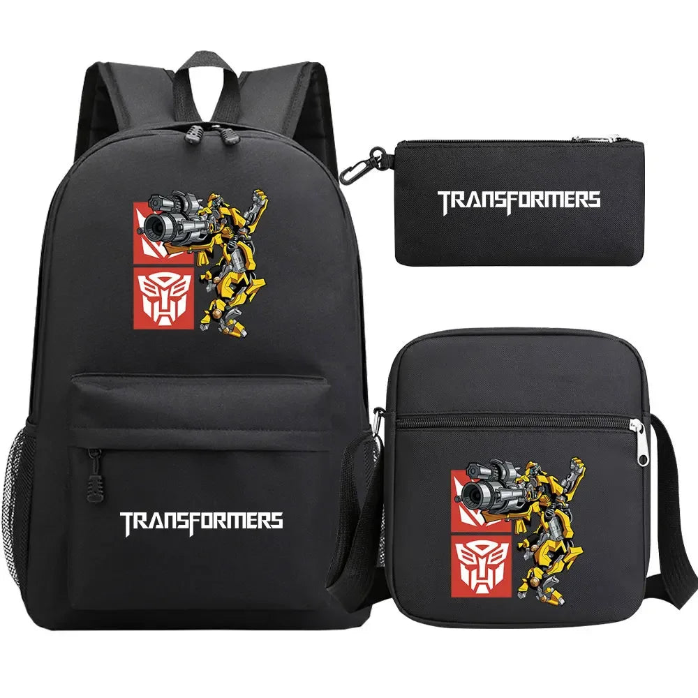 New Transformers 3Pcs Boy Girl Kids School Book Bags Travel Backpack Shoulder  Bag Pen Bags For Men Women