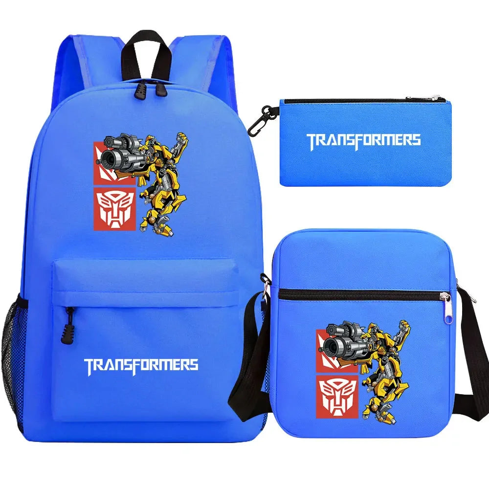 New Transformers 3Pcs Boy Girl Kids School Book Bags Travel Backpack Shoulder  Bag Pen Bags For Men Women