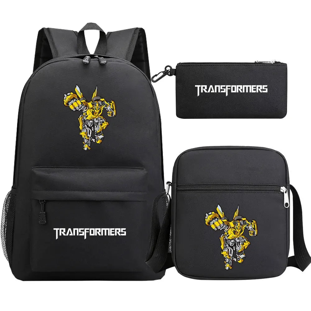 New Transformers 3Pcs Boy Girl Kids School Book Bags Travel Backpack Shoulder  Bag Pen Bags For Men Women