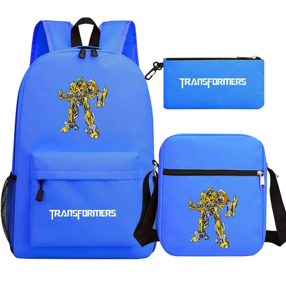 New Transformers 3Pcs Boy Girl Kids School Book Bags Travel Backpack Shoulder  Bag Pen Bags For Men Women
