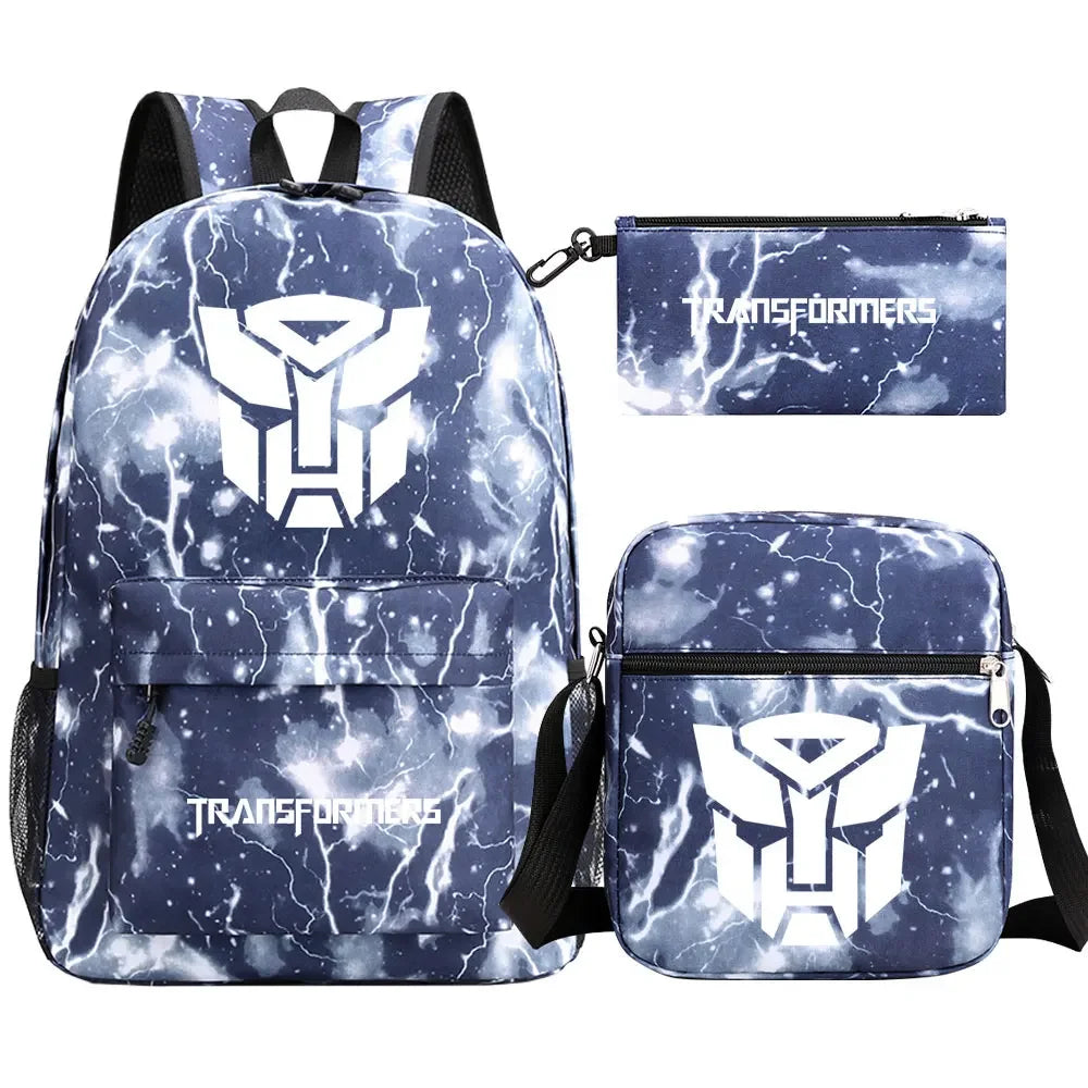 New Transformers 3Pcs Boy Girl Kids School Book Bags Travel Backpack Shoulder  Bag Pen Bags For Men Women