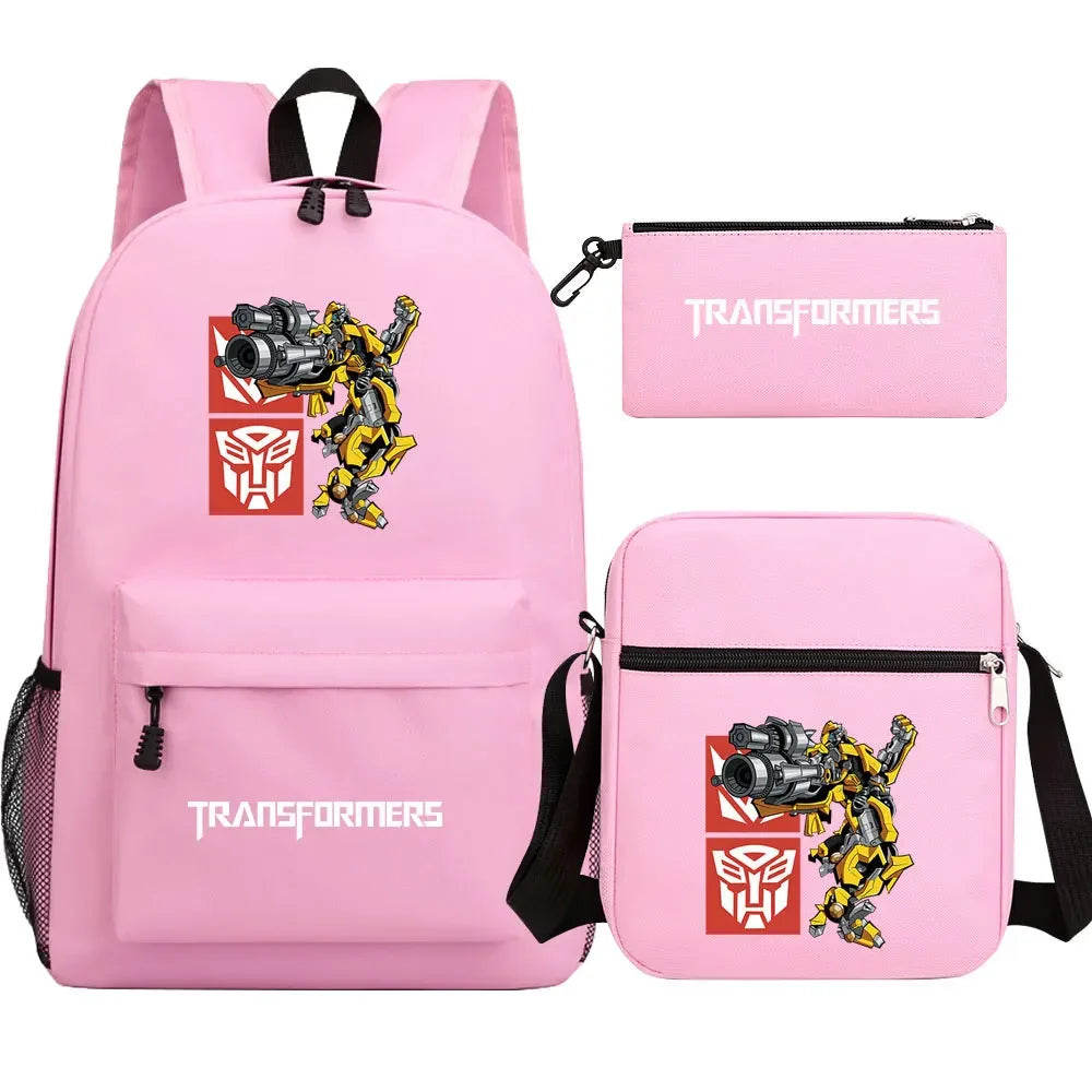 New Transformers 3Pcs Boy Girl Kids School Book Bags Travel Backpack Shoulder  Bag Pen Bags For Men Women