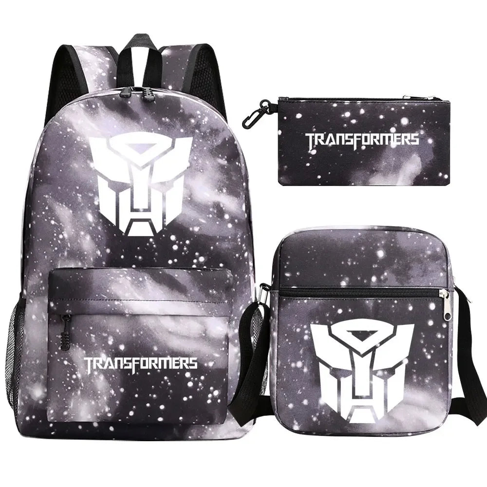 New Transformers 3Pcs Boy Girl Kids School Book Bags Travel Backpack Shoulder  Bag Pen Bags For Men Women