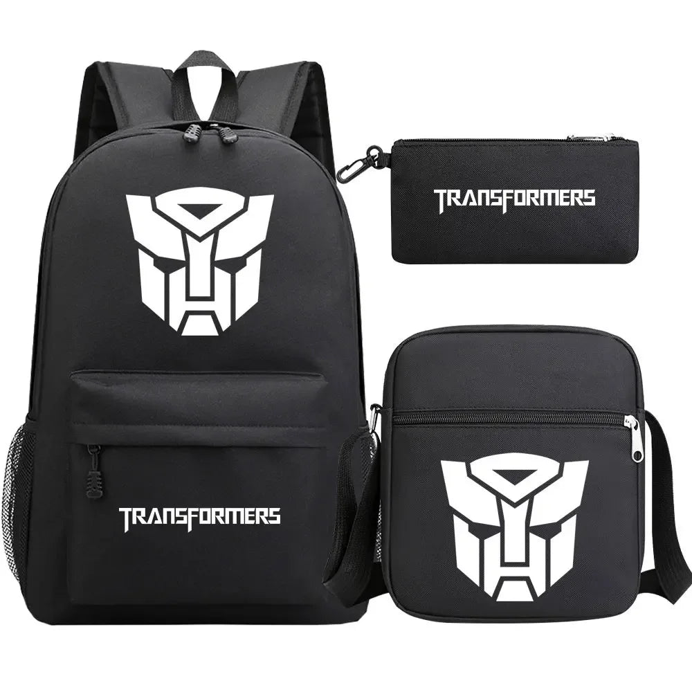 New Transformers 3Pcs Boy Girl Kids School Book Bags Travel Backpack Shoulder  Bag Pen Bags For Men Women