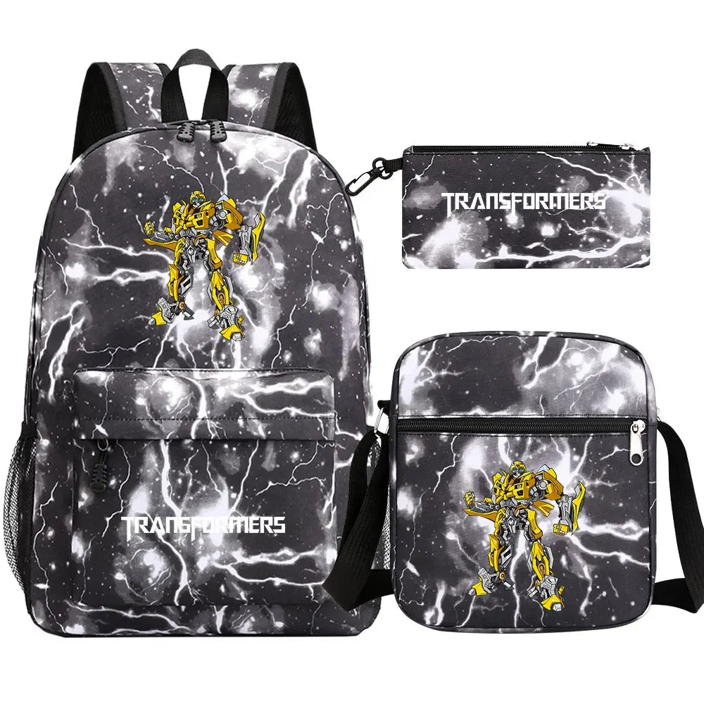 New Transformers 3Pcs Boy Girl Kids School Book Bags Travel Backpack Shoulder  Bag Pen Bags For Men Women