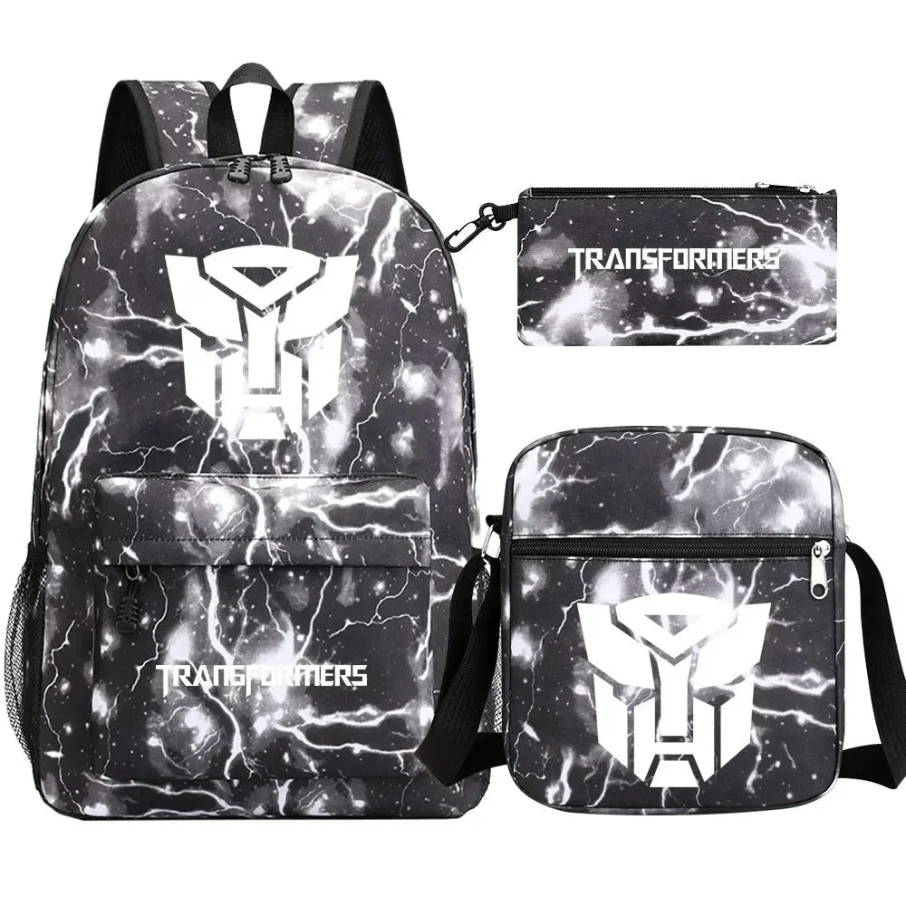 New Transformers 3Pcs Boy Girl Kids School Book Bags Travel Backpack Shoulder  Bag Pen Bags For Men Women