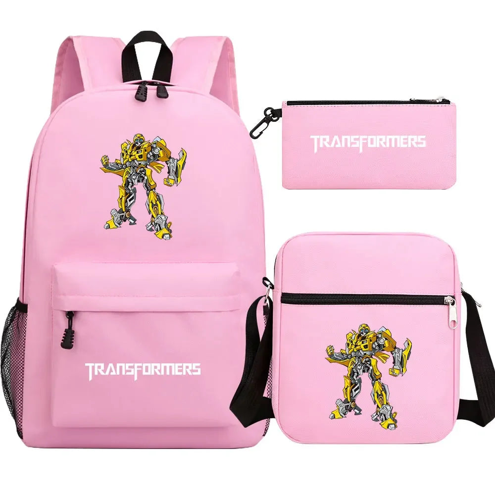 New Transformers 3Pcs Boy Girl Kids School Book Bags Travel Backpack Shoulder  Bag Pen Bags For Men Women