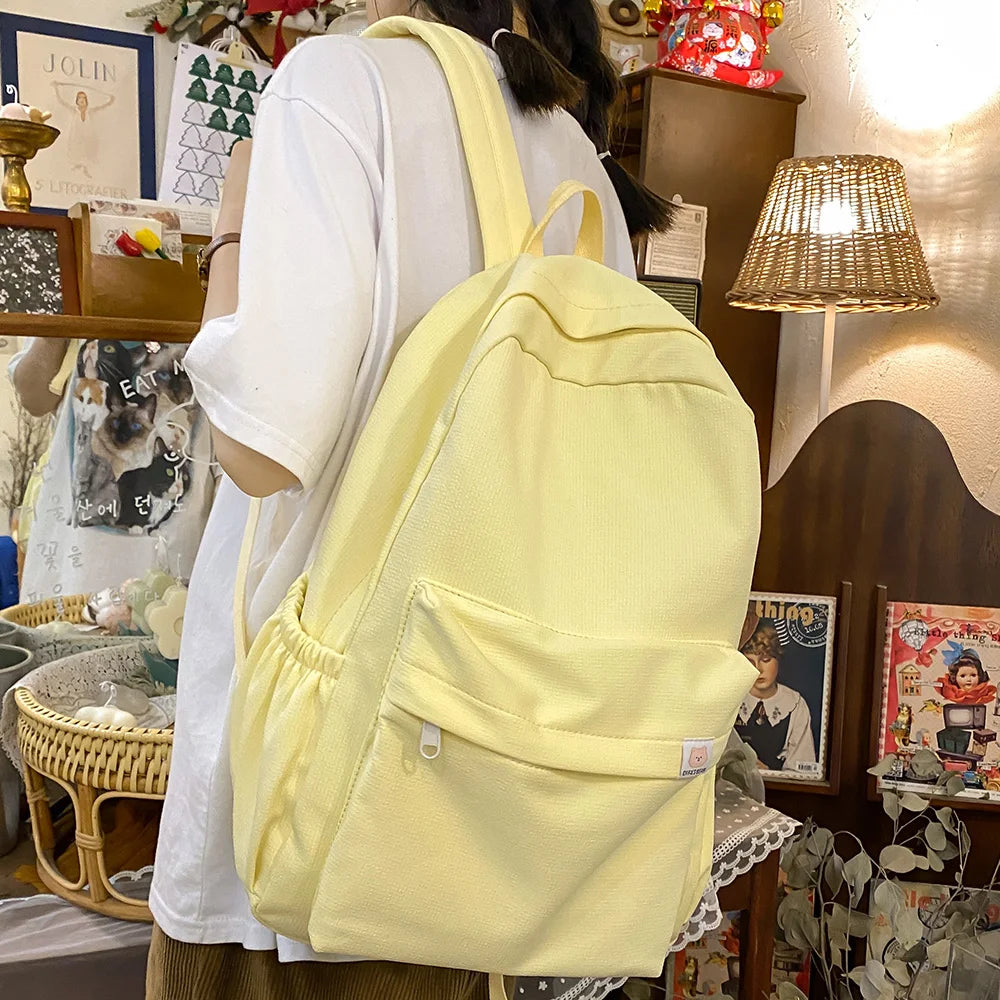 New Travel Women Kawaii Solid Color Book Bag Fashion Ladies Student Backpack Cool Girl College Bags Female Laptop Cute Backpacks