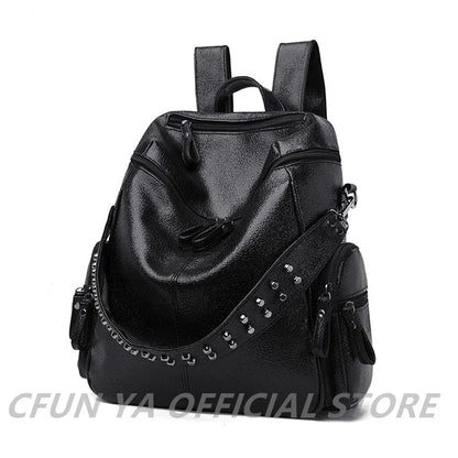 New Trend Women Backpack Rivet PU Leather Ladies Backpacks Shoulder Bags Teenage Girl School Bags Mochilas Rucksacks Backbag
