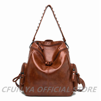 New Trend Women Backpack Rivet PU Leather Ladies Backpacks Shoulder Bags Teenage Girl School Bags Mochilas Rucksacks Backbag