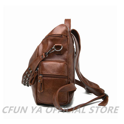 New Trend Women Backpack Rivet PU Leather Ladies Backpacks Shoulder Bags Teenage Girl School Bags Mochilas Rucksacks Backbag