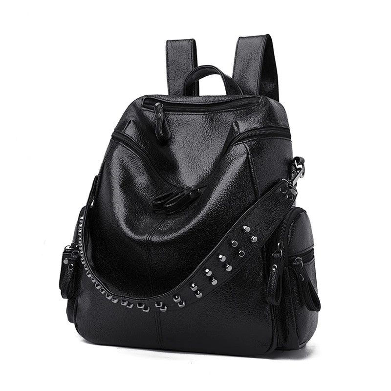 New Trend Women Backpack Rivet PU Leather Ladies Backpacks Shoulder Bags Teenage Girl School Bags Mochilas Rucksacks Backbag