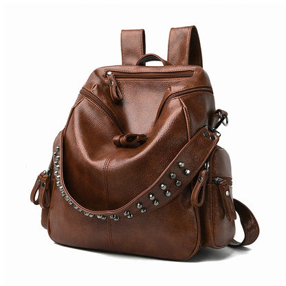 New Trend Women Backpack Rivet PU Leather Ladies Backpacks Shoulder Bags Teenage Girl School Bags Mochilas Rucksacks Backbag