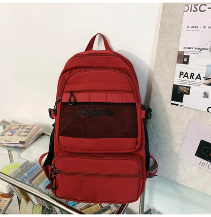 New Trendy Female Backpack Unisex Laptop College Backpack Fashion Nylon Teenage Boy Girl School Bag Multi Pocket Women Backpack