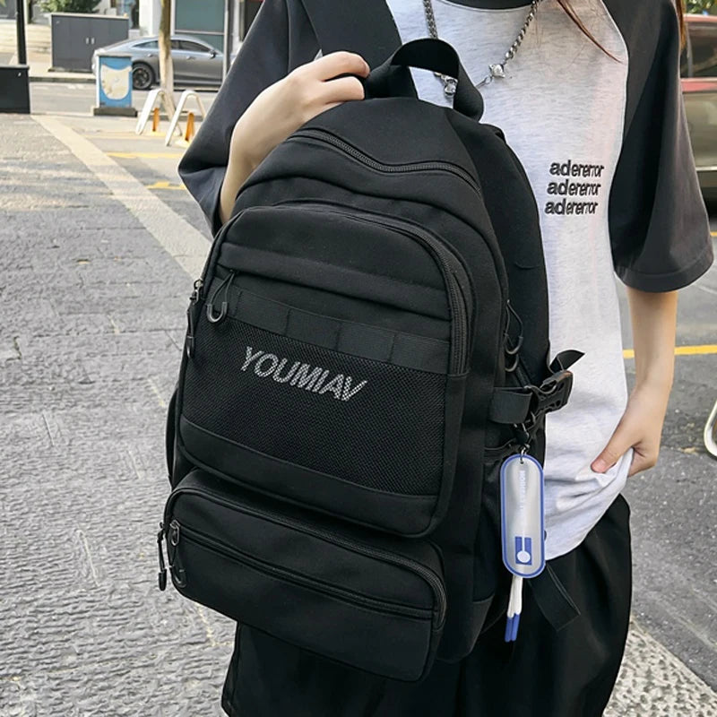 New Trendy Female Backpack Unisex Laptop College Backpack Fashion Nylon Teenage Boy Girl School Bag Multi Pocket Women Backpack