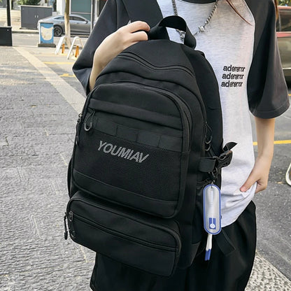 New Trendy Female Backpack Unisex Laptop College Backpack Fashion Nylon Teenage Boy Girl School Bag Multi Pocket Women Backpack