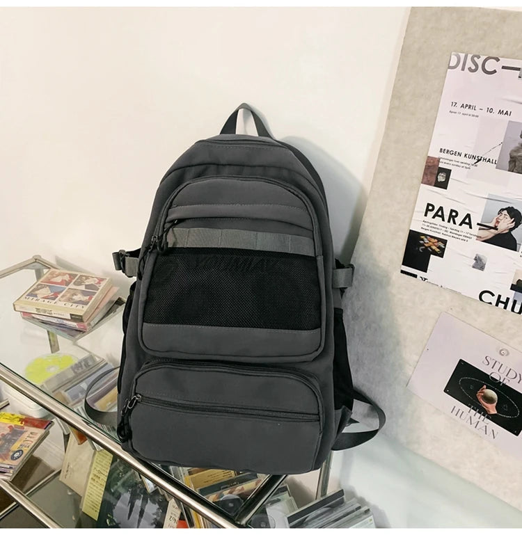 New Trendy Female Backpack Unisex Laptop College Backpack Fashion Nylon Teenage Boy Girl School Bag Multi Pocket Women Backpack