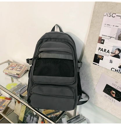 New Trendy Female Backpack Unisex Laptop College Backpack Fashion Nylon Teenage Boy Girl School Bag Multi Pocket Women Backpack