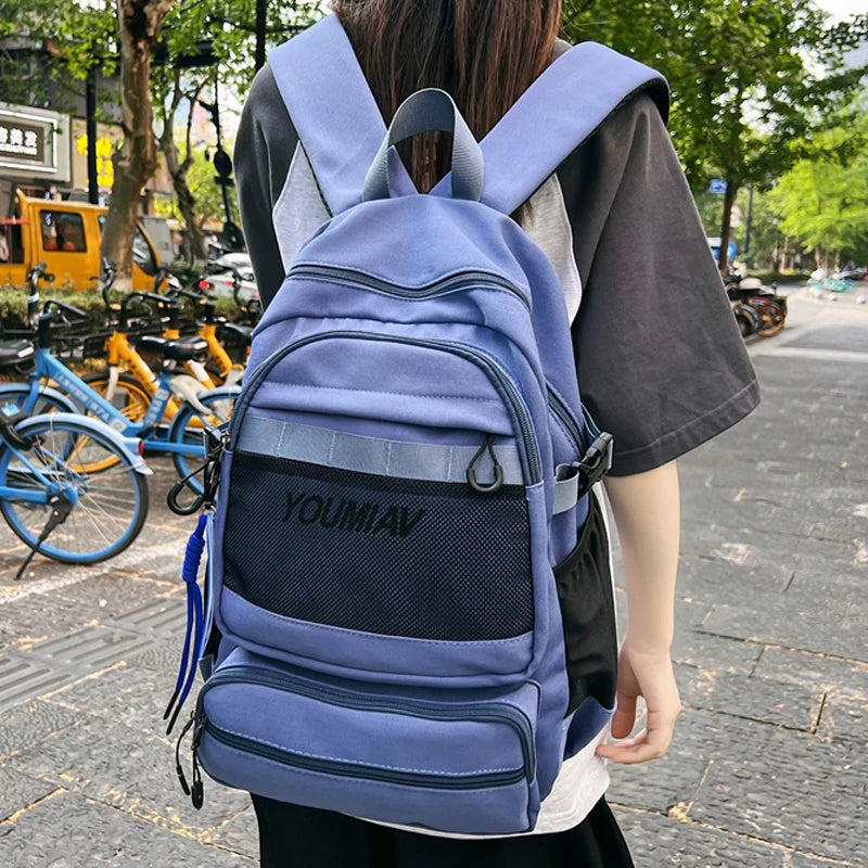 New Trendy Female Backpack Unisex Laptop College Backpack Fashion Nylon Teenage Boy Girl School Bag Multi Pocket Women Backpack
