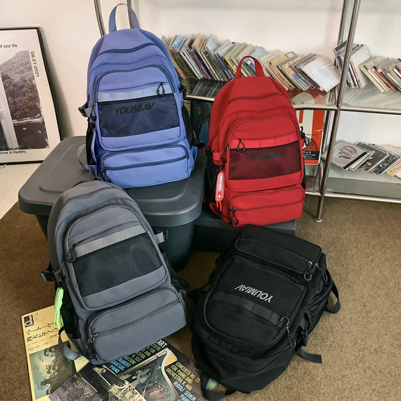 New Trendy Female Backpack Unisex Laptop College Backpack Fashion Nylon Teenage Boy Girl School Bag Multi Pocket Women Backpack