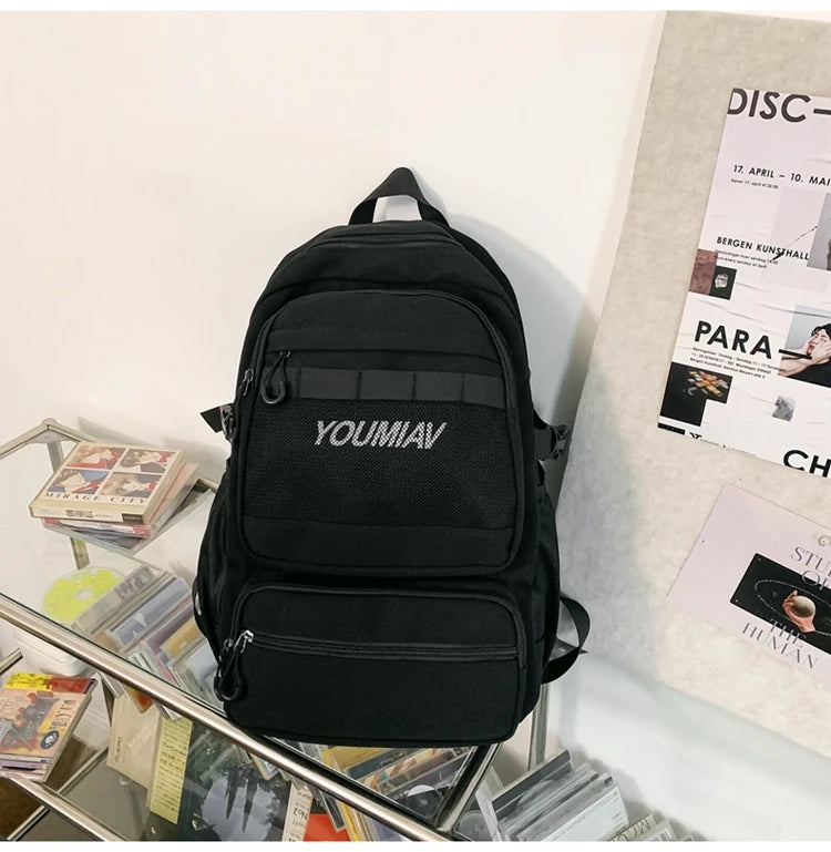 New Trendy Female Backpack Unisex Laptop College Backpack Fashion Nylon Teenage Boy Girl School Bag Multi Pocket Women Backpack