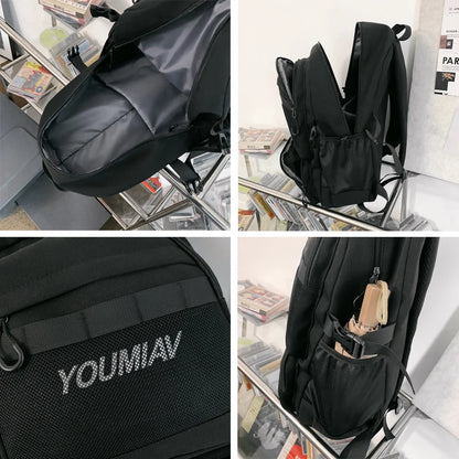 New Trendy Female Backpack Unisex Laptop College Backpack Fashion Nylon Teenage Boy Girl School Bag Multi Pocket Women Backpack