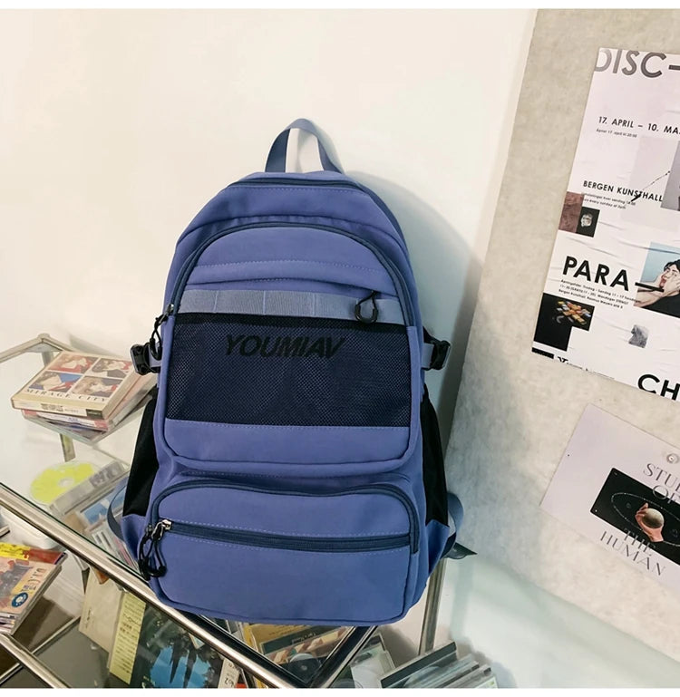 New Trendy Female Backpack Unisex Laptop College Backpack Fashion Nylon Teenage Boy Girl School Bag Multi Pocket Women Backpack