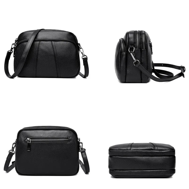 New Vintage Crossbody Cowhide Cell Phone Shoulder Bag Genuine Leather Messenger Bags Fashion Daily Use For Women Wallet HandBags