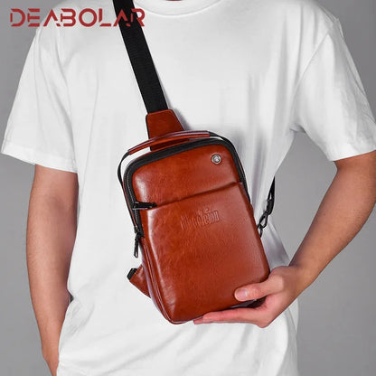 New Vintage MEN'S chest fashion leather messenger large capacity male crossbody casual sling bag