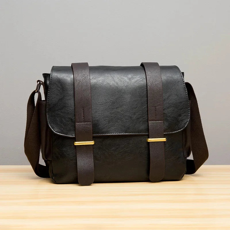 New Vintage Men Shoulder Large Capacity Male Crossbody Messenger Bags Fashion PU Leather Travel Envelope Briefcase