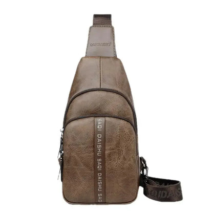 New Vintage Men's Chest High Quality Leather Male Shoulder Business Crossbody Fashion Sling Bag
