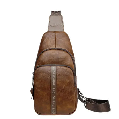 New Vintage Men's Chest High Quality Leather Male Shoulder Business Crossbody Fashion Sling Bag