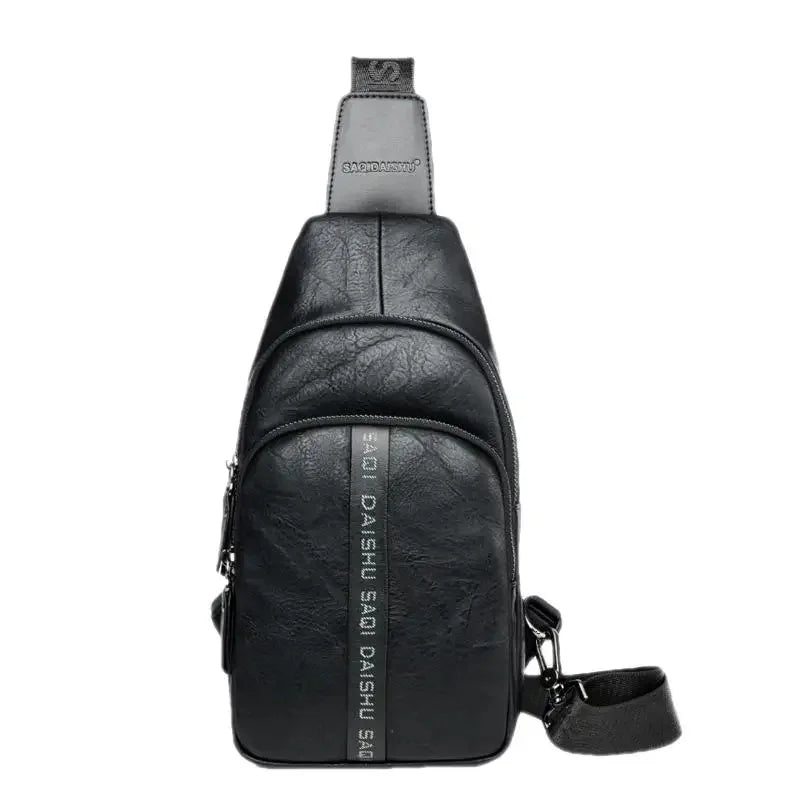 New Vintage Men's Chest High Quality Leather Male Shoulder Business Crossbody Fashion Sling Bag
