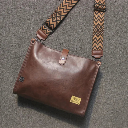 New Vintage PU Leather Shoulder Large Capacity Youth Crossbody Casual Male Messenger Fashion Sling Bag